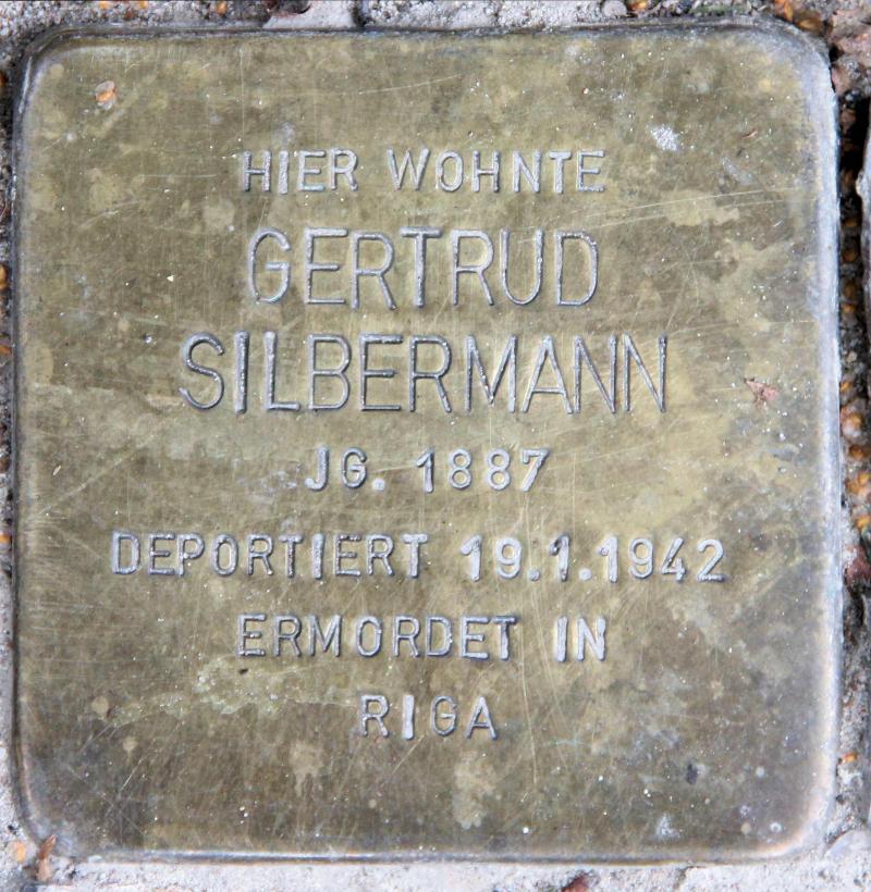 Stolperstein für Gertrud Berta Silbermann.