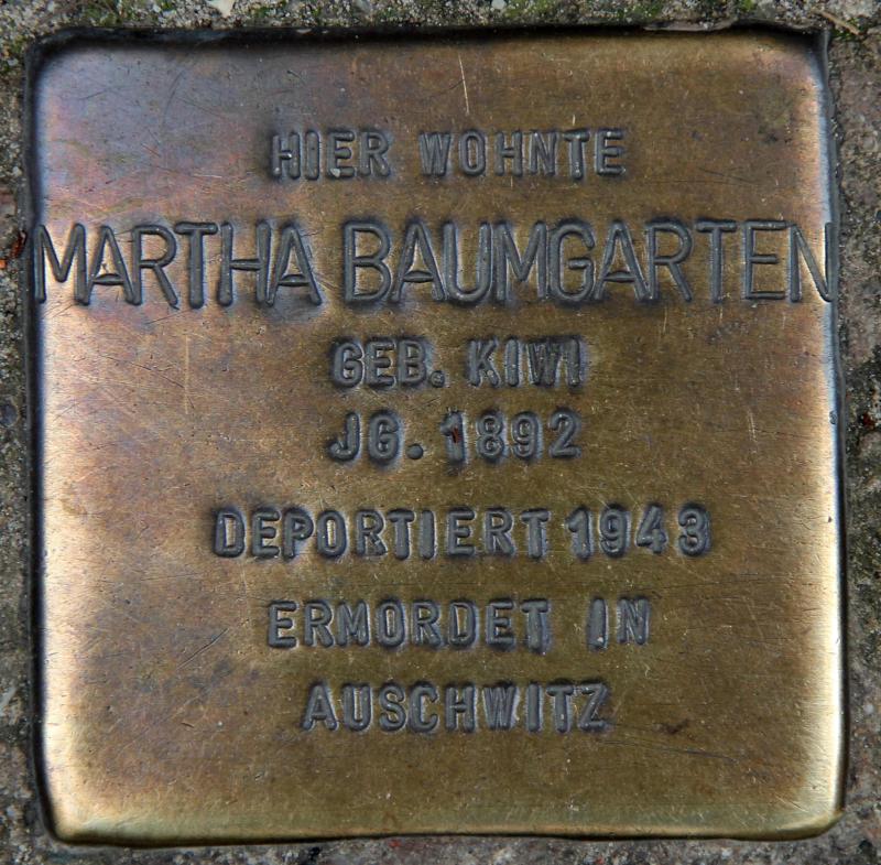 Stolperstein für Martha Baumgarten.