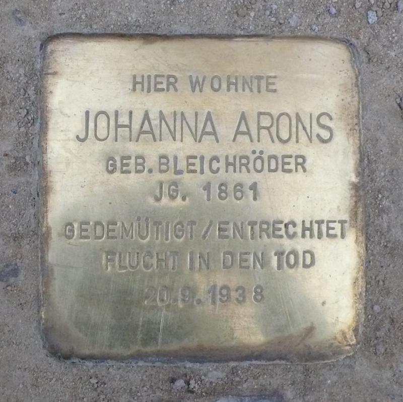 Stolperstein für Johanna Arons