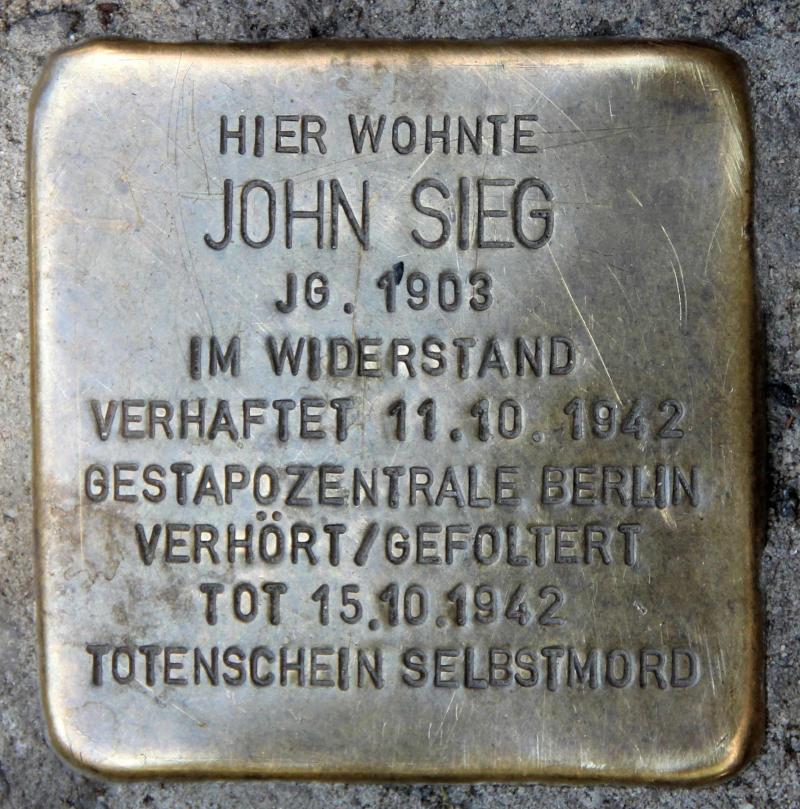 Stolperstein für John  Sieg .
