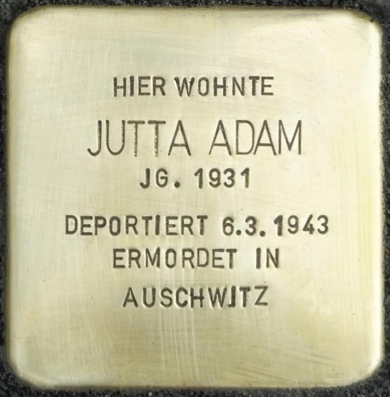 Stolperstein für Jutta Adam; Foto: H.-J.Hupka