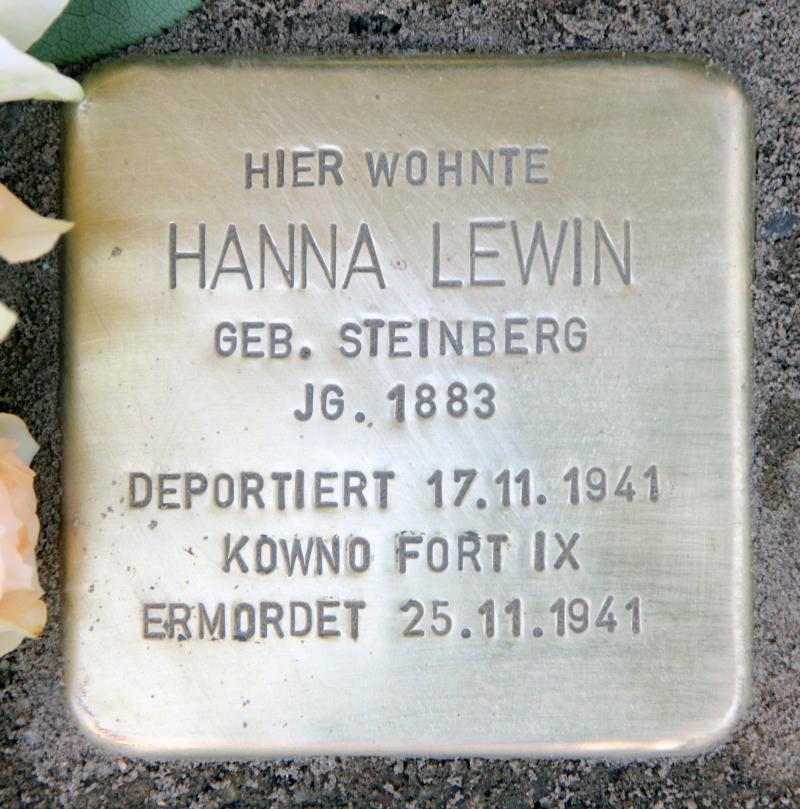 Stolperstein für Hanna Lewin, geb. Steinberg. Foto: OTFW