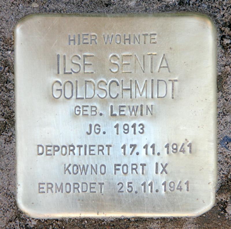 Stolperstein für Ilse Senta Goldschmidt, geb. Lewin. Foto: OTFW
