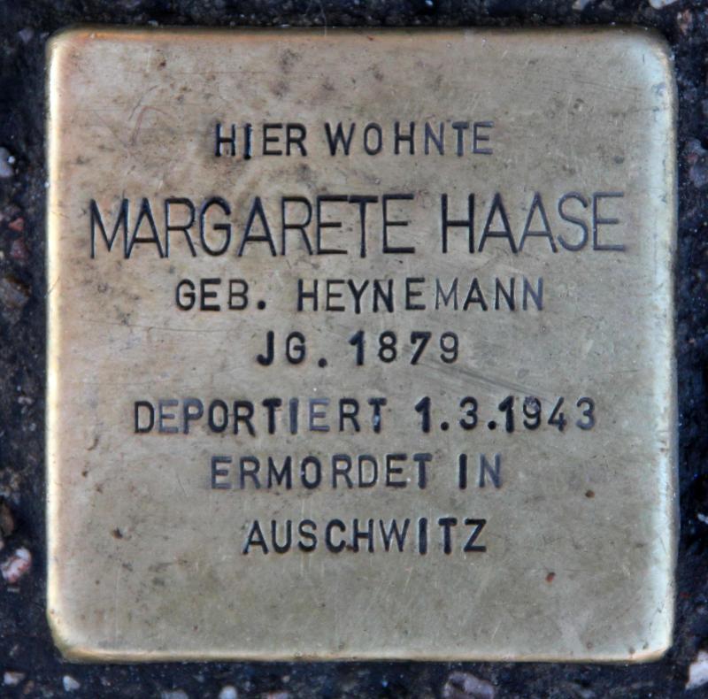 Stolperstein für Margarete Haase.