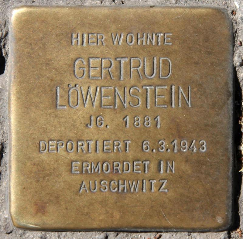 Stolperstein für Gertrud Löwenstein.