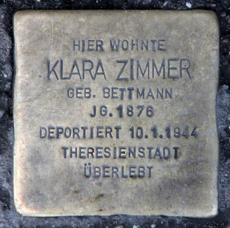 Stolperstein für Klara Zimmer.