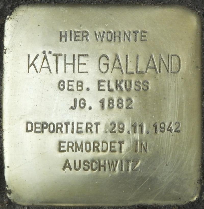 Stolperstein Käthe Galland Bild: Stolpersteine-Initiative CW, Hupka
