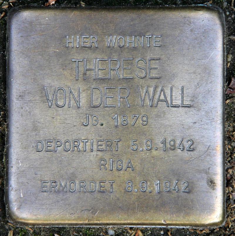 Stolperstein von Therese von der Wall, Foto: OTFW