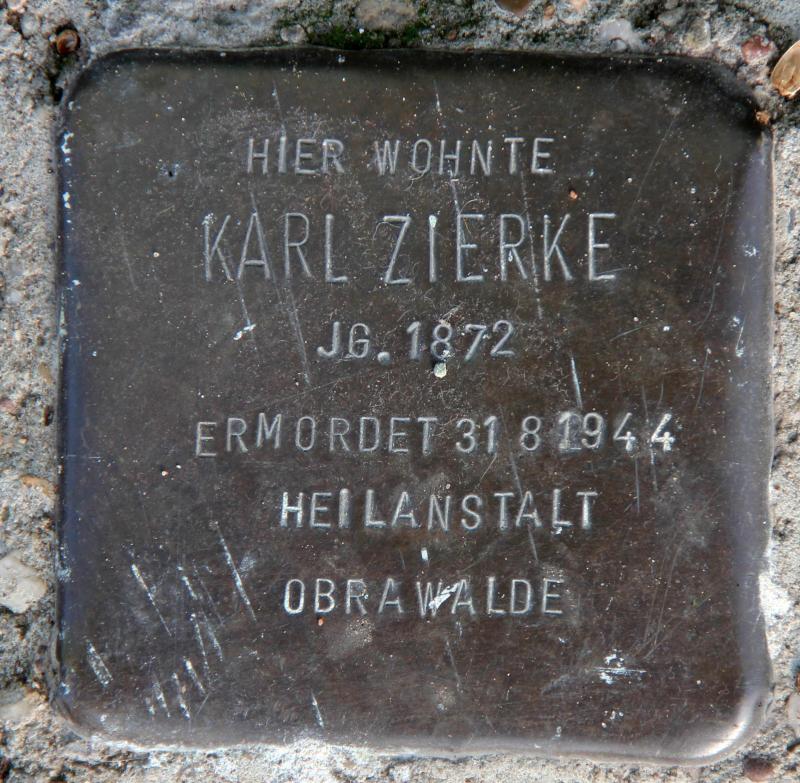 Stolperstein für Karl Zierke.