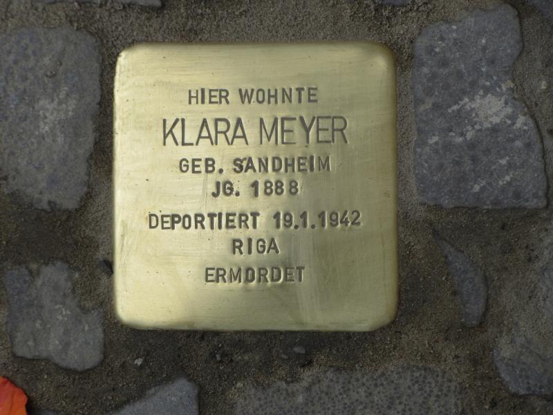 Stolperstein Klara Meyer © Stolpersteine Initiative Charlottenburg-Wilmersdorf, 2013