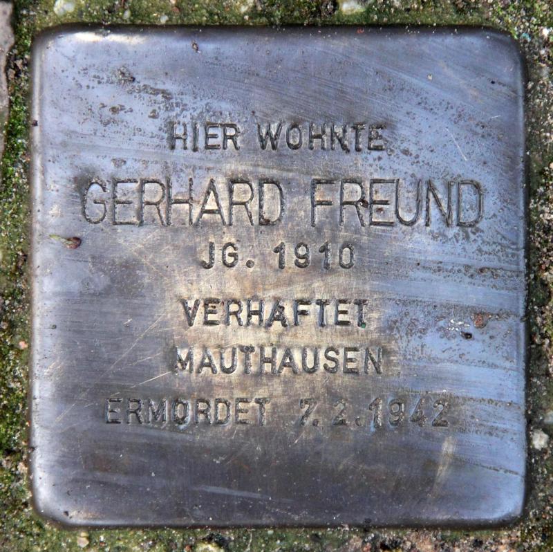 Stolperstein für Gerhard Freund.