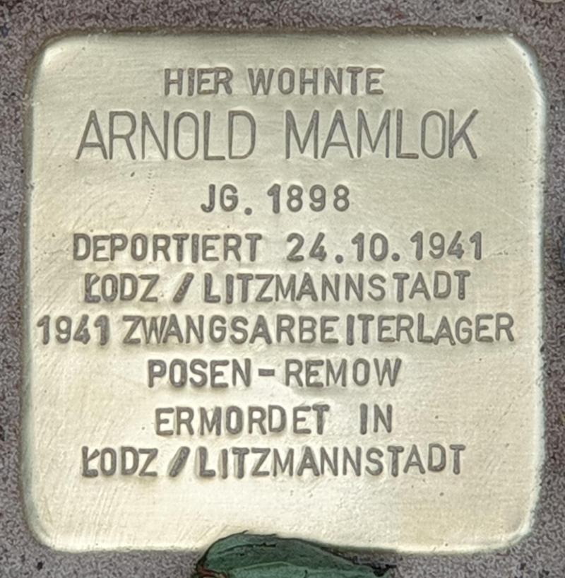 Stolperstein für Arnold Mamlok, Foto © OTFW