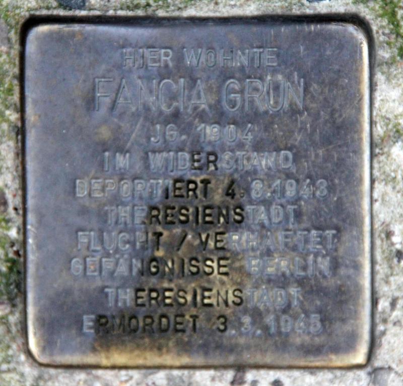 Stolperstein für Fancia Grün.