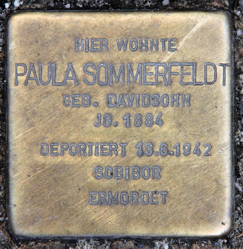 Stolperstein für Paula Sommerfeldt.