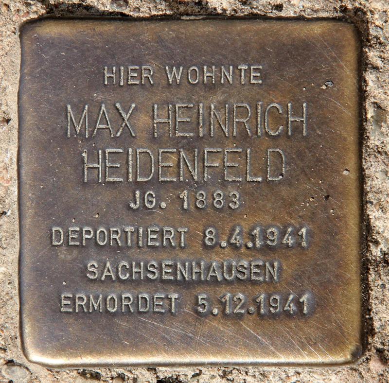 Stolperstein für Max Heinrich Heidenfeld.