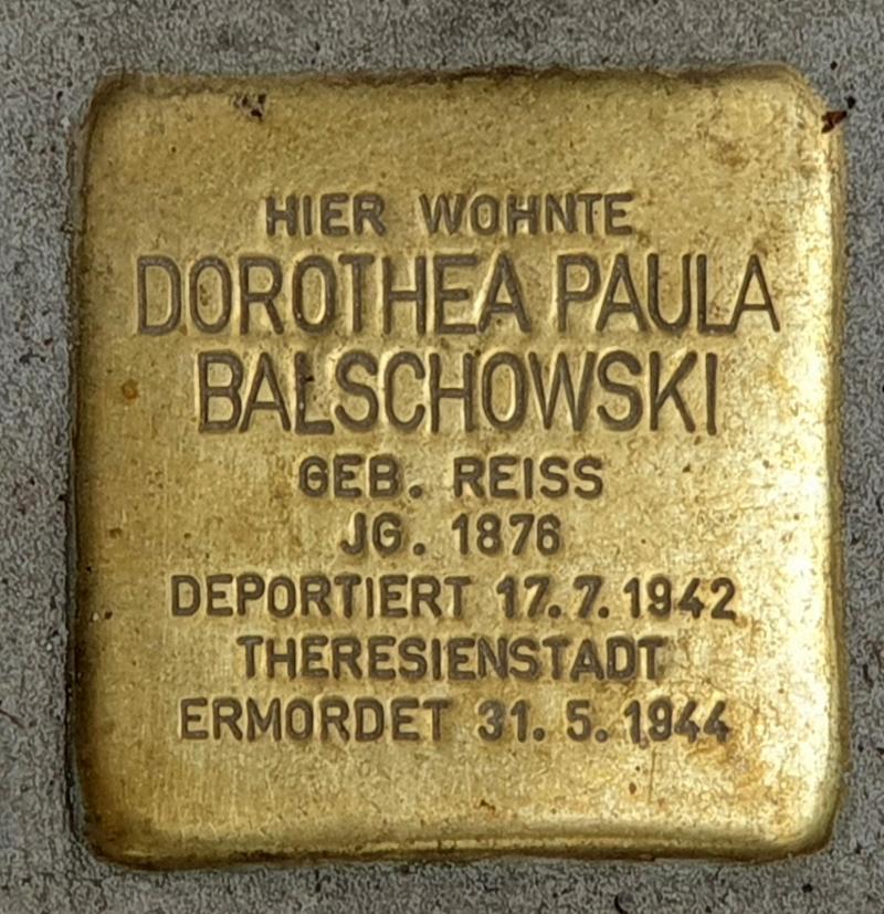 Stolperstein Dorothea Paula Balschowski @ OTFW Berlin