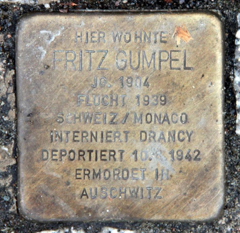 Stolperstein für Fritz Gumpel.