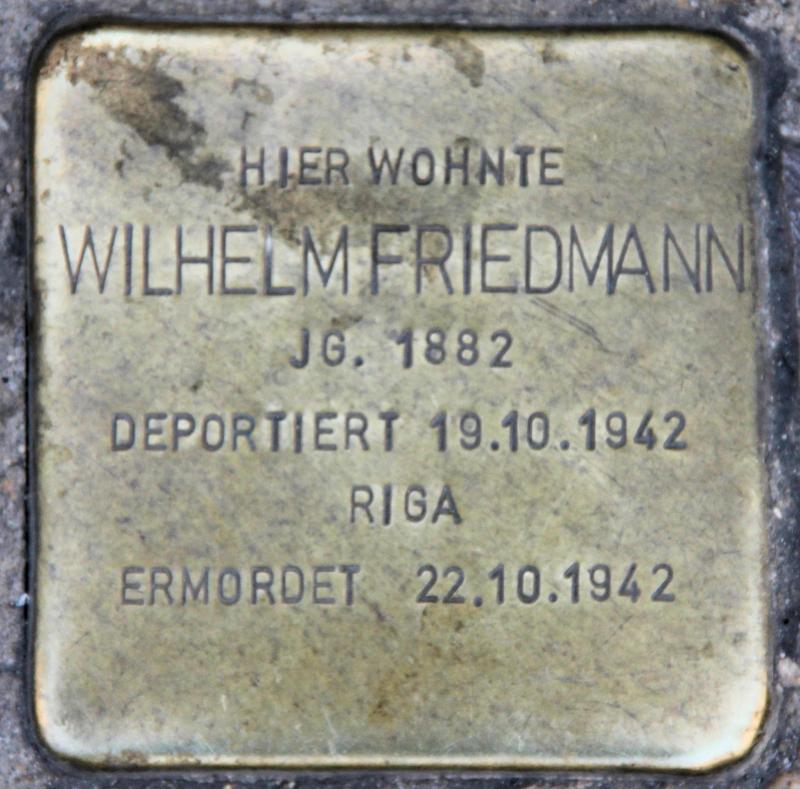 Stolperstein für Wilhelm Friedmann.