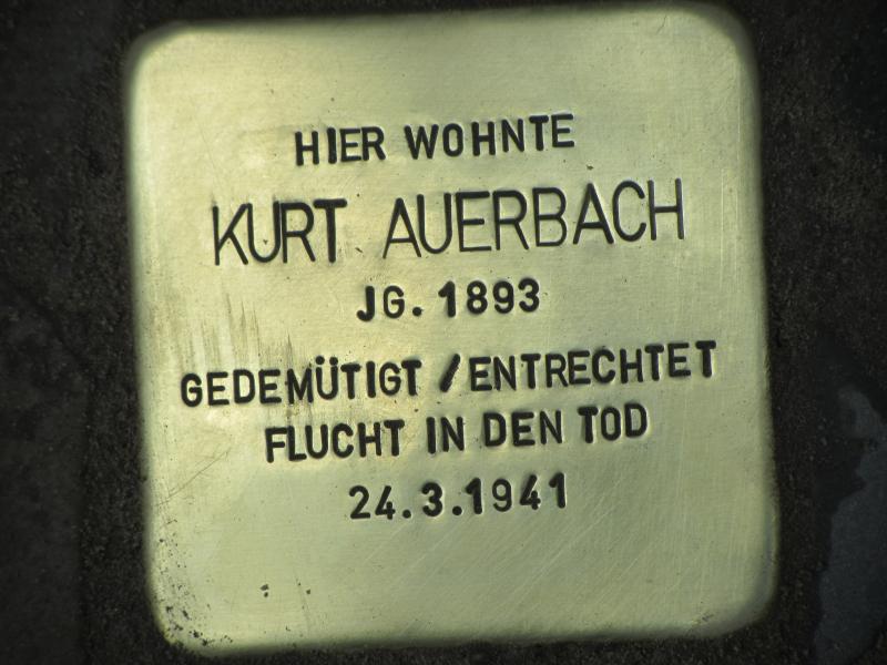 Stolperstein für Kurt B. Auerbach ©  Initiative Charlottenburg-Wilmersdorf, April 2013
