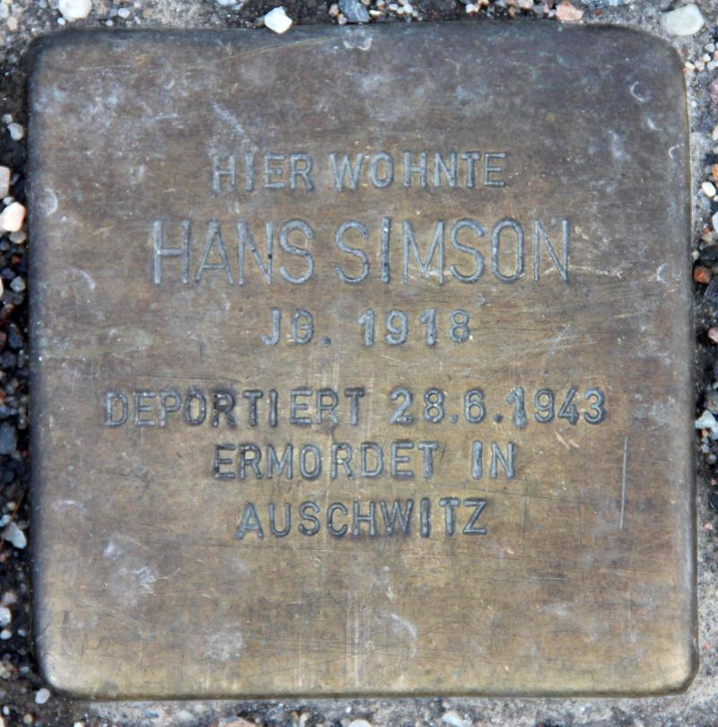 Stolperstein für Hans Simson.