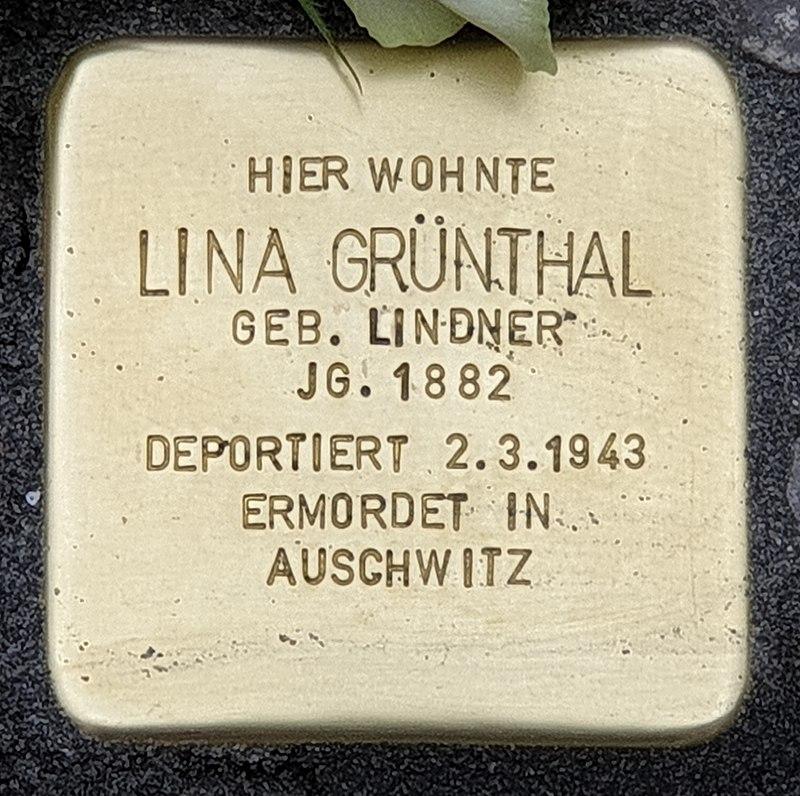 Stolperstein Lina Grünthai, Foto: OTFW