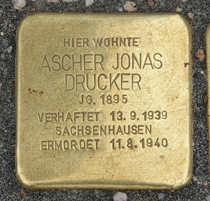 Stolperstein Jonas Ascher Drucker, Foto: OTFW