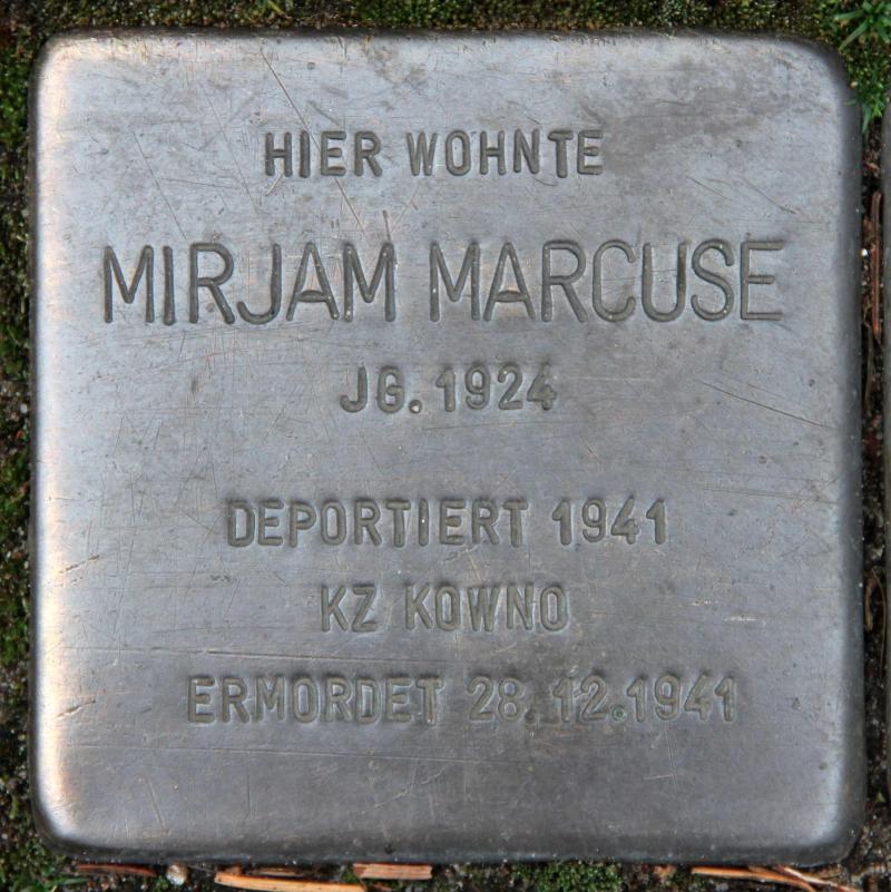 Stolperstein für Mirjam Marcuse.
