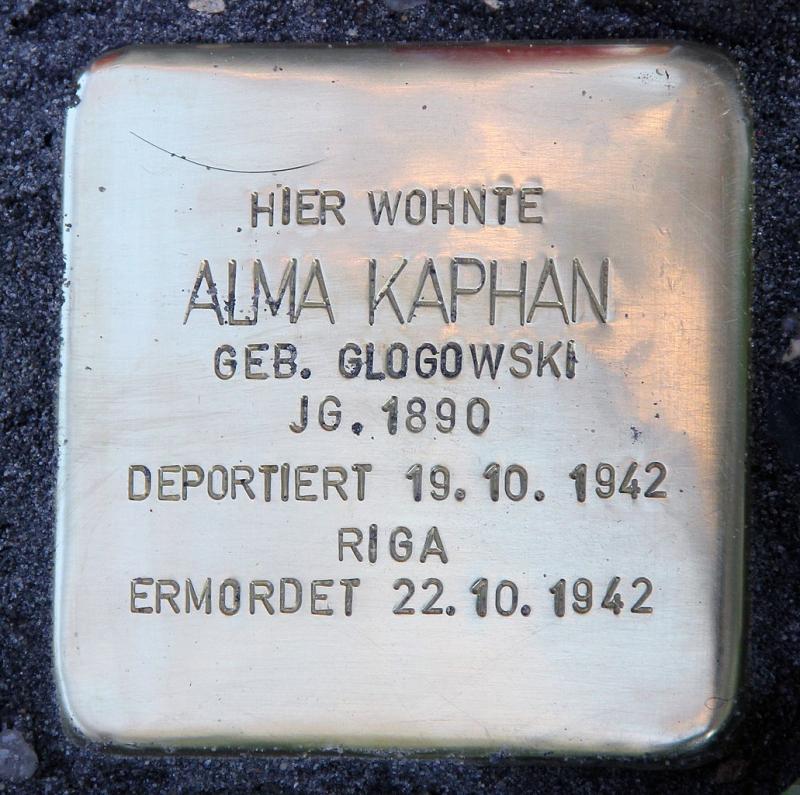 Stolperstein Alma Kaphan © OTFW