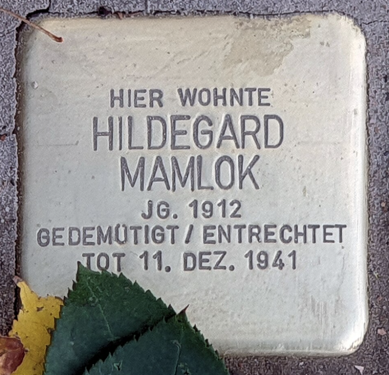 Bild des Stolpersteins für Hildegard Mamlok