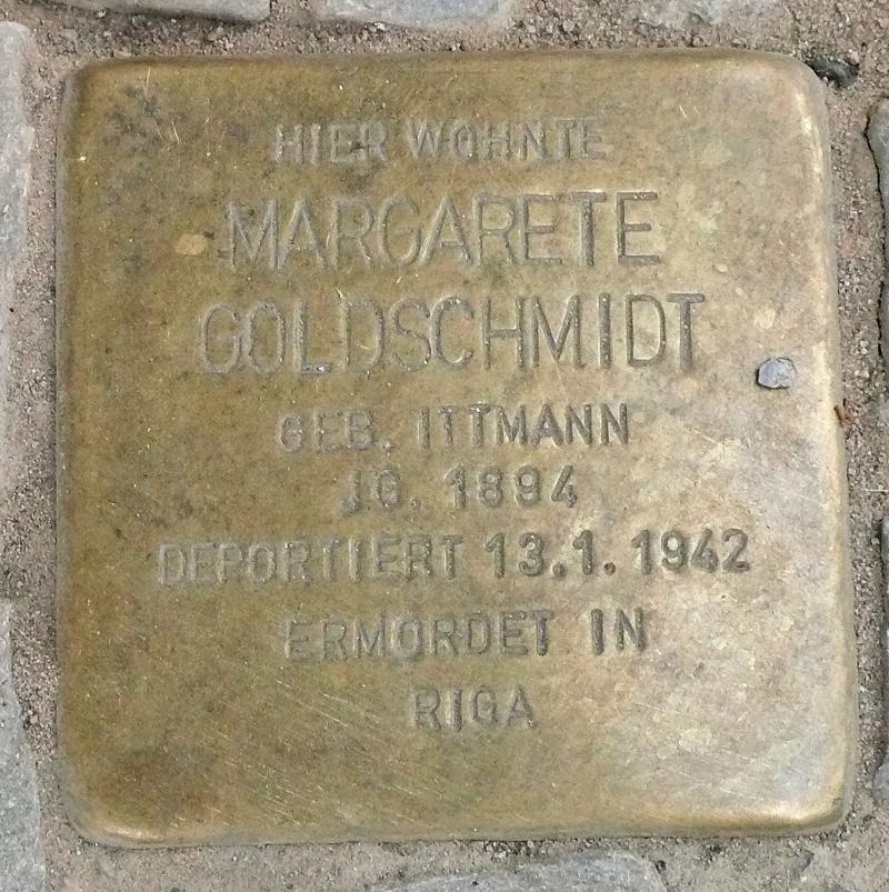 Stolperstein Margarete Goldschmidt Bild: Stolpersteine-Initiative CW, Timper