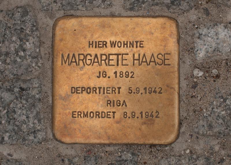 Stolperstein für Margarethe Haase, Foto:  A. Bukschat & C. Flegel