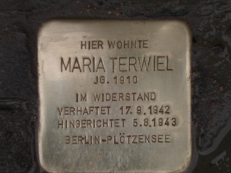 Stolperstein für Maria Terwiel.