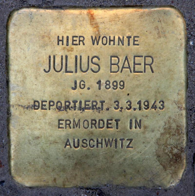 Stolperstein für Julius Baer.