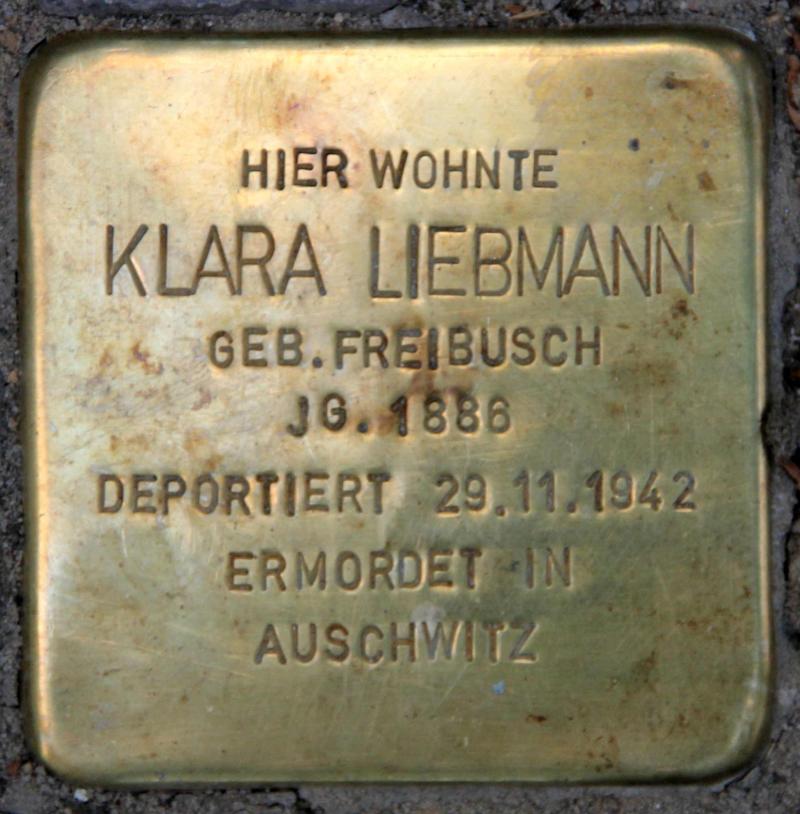 Stolperstein für Klara Liebmann.