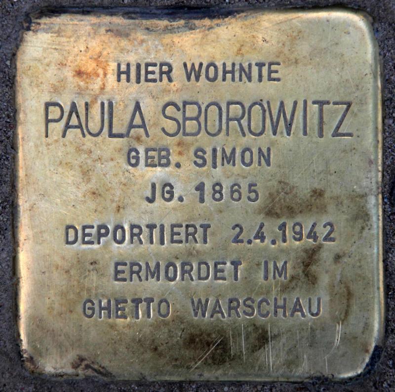 Stolperstein für Paula Sborowitz.