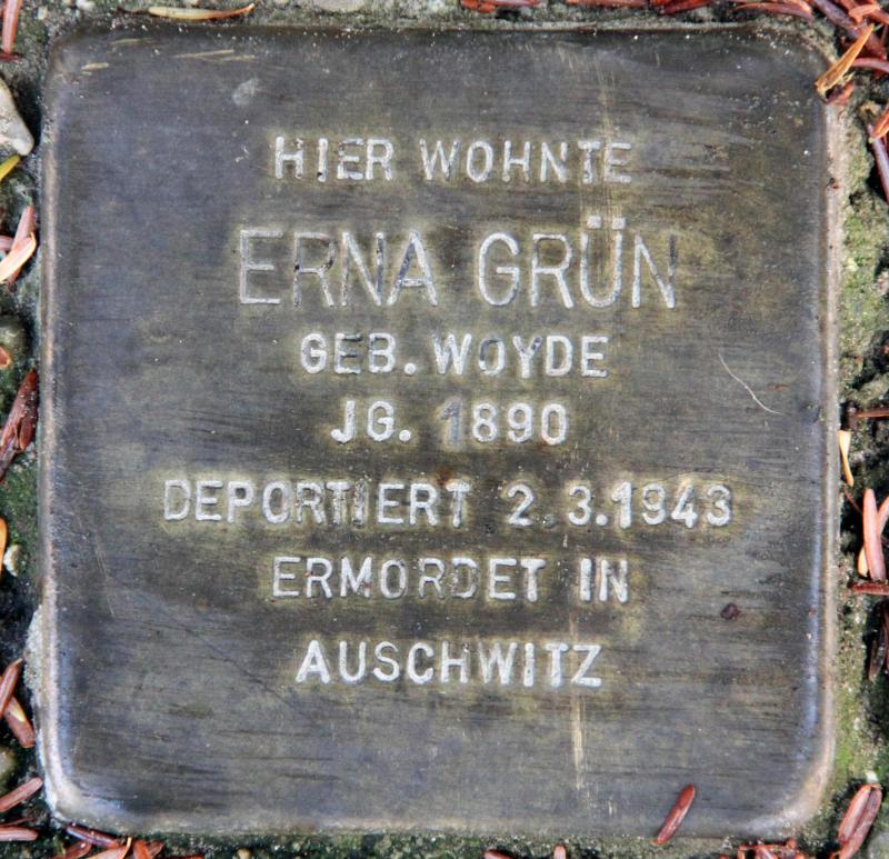Stolperstein für Erna Grün.