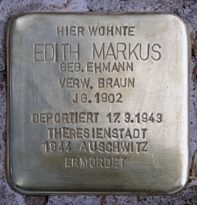Stolperstein für Edith Markus