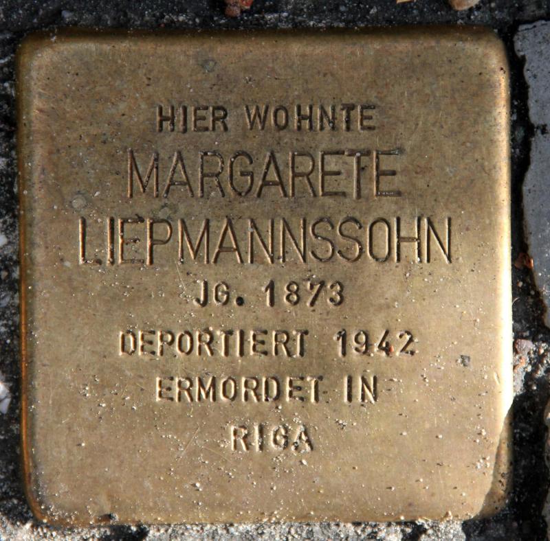 Stolperstein für Margarete Caroline Liepmannssohn.