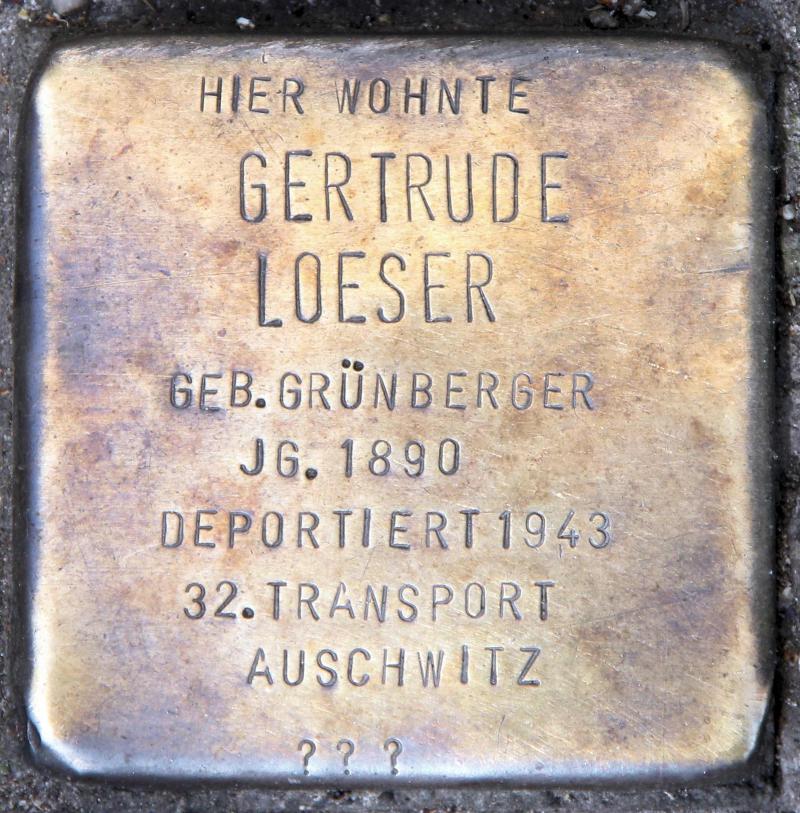 Stolperstein für Gertrude Loeser.