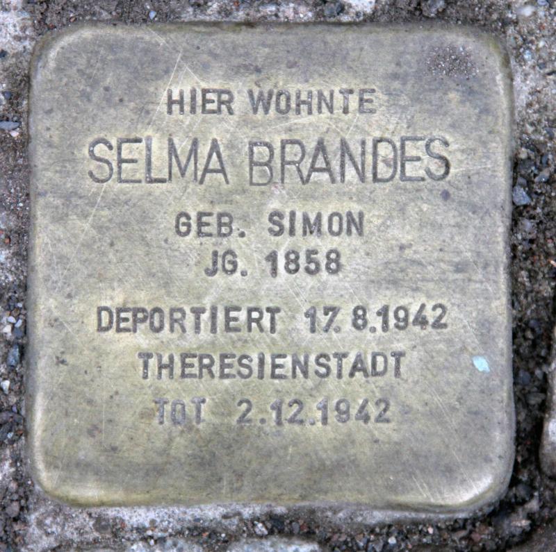 Stolperstein für Selma Brandes.