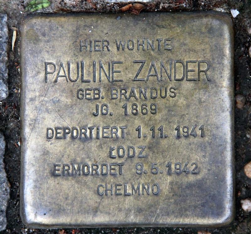 Stolperstein von Pauline Zander, Foto: OTFW