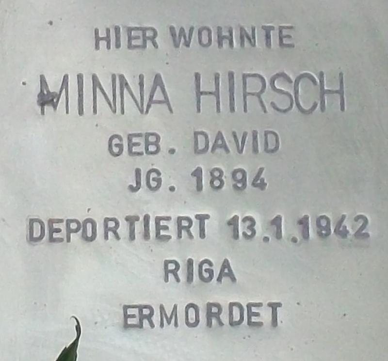 Stolperstein für Minna Hirsch
