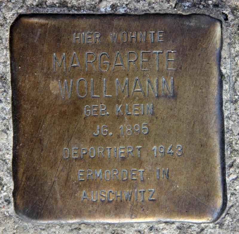 Stolperstein für Margarete Wollmann.