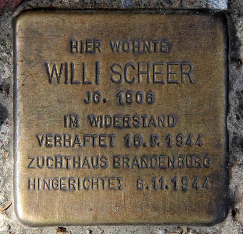 Stolperstein für Wilhelm Scheer.