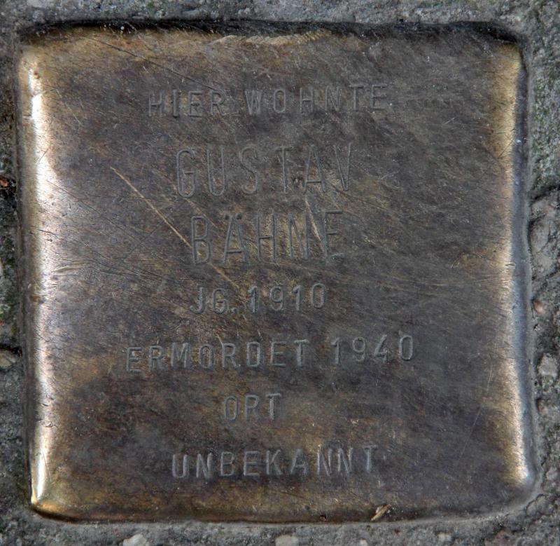 Stolperstein für Gustav Bähne.