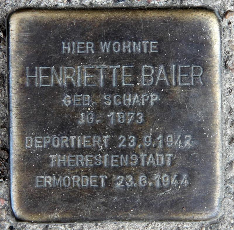 Stolperstein für Henriette Baier.