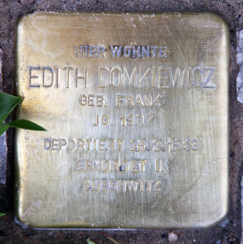 Stolperstein für Edith Domkiewicz. Foto: OTFW.