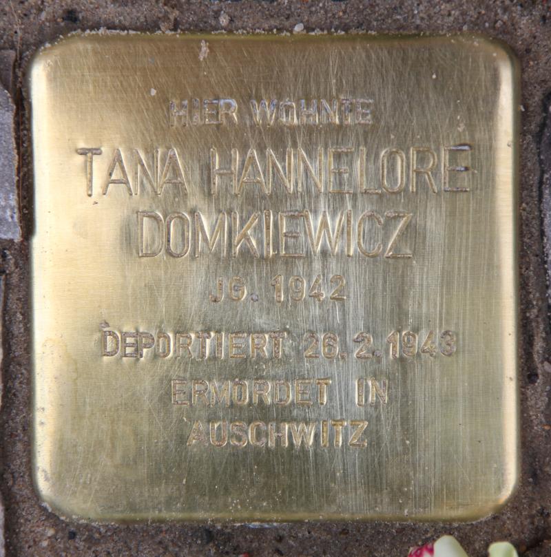 Stolperstein für Tana Hannelore Domkiewicz. Foto: OTFW