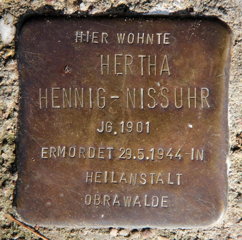 Stolperstein für Hertha Hennig-Nissuhr. Foto: OTFW