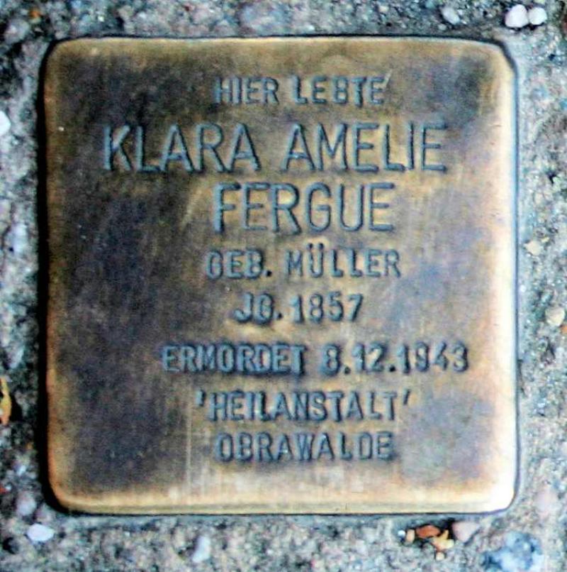 Stolperstein für Klara Amalie Fergue.